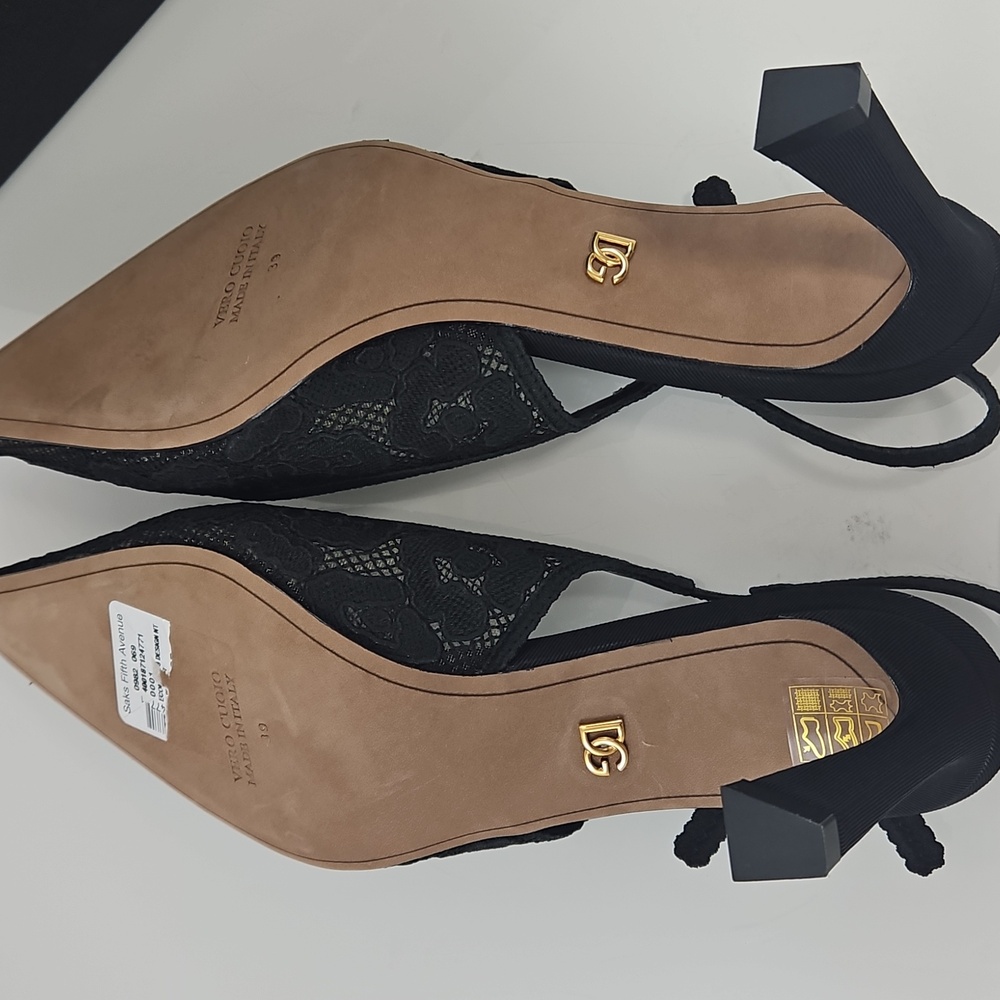 NWT! Dolce & Gabbana Pizzo Leo Lace 65MM Slingback Pumps Size 9 - Picture 14 of 16